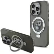   Karl Lagerfeld Ringstand Karl and Choupette iPhone 15 Pro Max MagSafe tok kitámasztóval, fekete