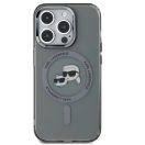 Karl Lagerfeld IML K&CH Heads Metal Frame iPhone 15 Pro MagSafe tok kameravédő peremmel, fekete