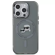   Karl Lagerfeld IML K&CH Heads Metal Frame iPhone 15 Pro MagSafe tok kameravédő peremmel, fekete