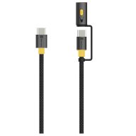   Tactical Stinger USB-C-USB-C töltő- és adatkábel LED lámpával, 1,5m, fekete-sárga