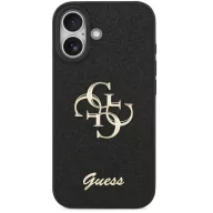   Guess PU Fixed Glitter 4G Metal Logo Apple iPhone 17 hátlap tok, fekete