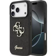   Guess PU Fixed Glitter 4G Metal Logo Apple iPhone 17 Pro Max hátlap tok, fekete