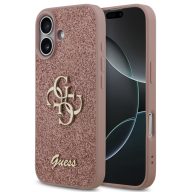   Guess PU Fixed Glitter 4G Metal Logo Apple iPhone 17 hátlap tok, rózsaszín