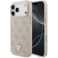   Guess PU Leather 4G Triangle Logo Gold Frame Apple iPhone 17 Pro Max MagSafe hátlap tok, rózsaszín