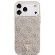   Guess PU Leather 4G Triangle Logo Gold Frame Apple iPhone 17 Pro MagSafe hátlap tok, rózsaszín