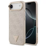   Guess PU Leather 4G Triangle Logo Gold Frame Apple iPhone Air (2025) MagSafe hátlap tok, rózsaszín