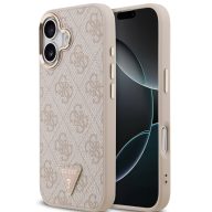   Guess PU Leather 4G Triangle Logo Gold Frame Apple iPhone 17 MagSafe hátlap tok, rózsaszín