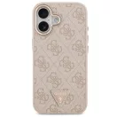 Guess PU Leather 4G Triangle Logo Gold Frame Apple iPhone 17 MagSafe hátlap tok, rózsaszín