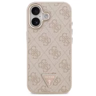   Guess PU Leather 4G Triangle Logo Gold Frame Apple iPhone 17 MagSafe hátlap tok, rózsaszín