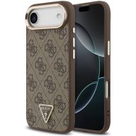   Guess PU Leather 4G Triangle Logo Gold Frame Apple iPhone Air (2025) MagSafe hátlap tok, barna
