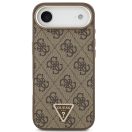 Guess PU Leather 4G Triangle Logo Gold Frame Apple iPhone Air (2025) MagSafe hátlap tok, barna