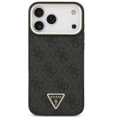 Guess PU Leather 4G Triangle Logo Gold Frame Apple iPhone 17 Pro MagSafe hátlap tok, fekete