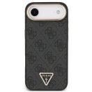 Guess PU Leather 4G Triangle Logo Gold Frame Apple iPhone Air (2025) MagSafe hátlap tok, fekete