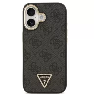   Guess PU Leather 4G Triangle Logo Gold Frame Apple iPhone 17 MagSafe hátlap tok, fekete
