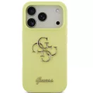 Guess Liquid Silicone 4G Metal Logo Apple iPhone 17 Pro Max hátlap tok, sárga