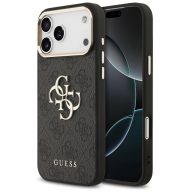   Guess PU Leather 4G Metal Logo Gold Frame Apple iPhone 17 Pro MagSafe hátlap tok, fekete