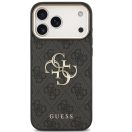 Guess PU Leather 4G Metal Logo Gold Frame Apple iPhone 17 Pro MagSafe hátlap tok, fekete