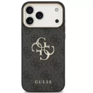   Guess PU Leather 4G Metal Logo Gold Frame Apple iPhone 17 Pro MagSafe hátlap tok, fekete