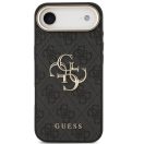 Guess PU Leather 4G Metal Logo Gold Frame Apple iPhone Air (2025) MagSafe hátlap tok, fekete