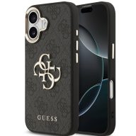   Guess PU Leather 4G Metal Logo Gold Frame Apple iPhone 17 MagSafe hátlap tok, fekete
