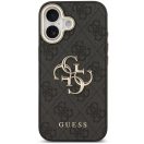 Guess PU Leather 4G Metal Logo Gold Frame Apple iPhone 17 MagSafe hátlap tok, fekete