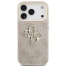 Guess PU Leather 4G Metal Logo Gold Frame Apple iPhone 17 Pro MagSafe hátlap tok, rózsaszín