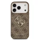 Guess PU Leather 4G Metal Logo Gold Frame Apple iPhone 17 Pro Max hátlap tok, barna