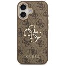 Guess PU Leather 4G Metal Logo Gold Frame Apple iPhone 17 hátlap tok, barna