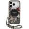 Guess IML Flowers Strap Apple iPhone 17 Pro Max MagSafe hátlap tok karpánttal, fekete