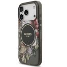 Guess IML Flowers Strap Apple iPhone 17 Pro Max MagSafe hátlap tok karpánttal, fekete