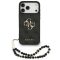 Guess PU 4G Metal Logo Strap Apple iPhone 17 Pro hátlap tok karpánttal, fekete