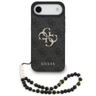   Guess PU 4G Metal Logo Strap Apple iPhone Air (2025) hátlap tok karpánttal, fekete