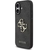   Guess PU 4G Metal Logo Strap Apple iPhone 17 hátlap tok karpánttal, fekete