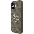 Guess PU 4G Metal Logo Strap Apple iPhone 17 hátlap tok karpánttal, barna