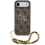   Guess PU 4G Metal Logo Strap Apple iPhone Air (2025) hátlap tok karpánttal, barna