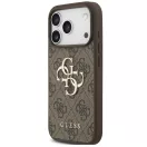 Guess PU 4G Metal Logo Strap Apple iPhone 17 Pro hátlap tok karpánttal, barna