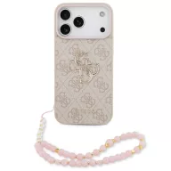   Guess PU 4G Metal Logo Strap Apple iPhone 17 Pro Max hátlap tok karpánttal, rózsaszín