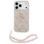 Guess PU 4G Metal Logo Strap Apple iPhone 17 Pro Max hátlap tok karpánttal, rózsaszín