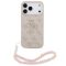 Guess PU 4G Metal Logo Strap Apple iPhone 17 Pro hátlap tok karpánttal, rózsaszín