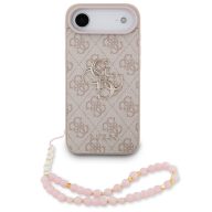   Guess PU 4G Metal Logo Strap Apple iPhone Air (2025) hátlap tok karpánttal, rózsaszín