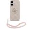 Guess PU 4G Metal Logo Strap Apple iPhone 17 hátlap tok karpánttal, rózsaszín