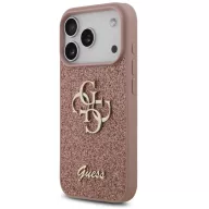   Guess PU Fixed Glitter 4G Metal Logo Apple iPhone 17 Pro hátlap tok, rózsaszín