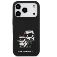   Karl Lagerfeld Liquid Silicone K&CH Sketch Apple iPhone 17 Pro MagSafe kompatibilis hátlap tok, fekete