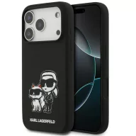   Karl Lagerfeld Liquid Silicone K&CH Sketch Apple iPhone 17 Pro Max MagSafe kompatibilis hátlap tok, fekete