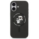 Karl Lagerfeld Liquid Silicone Karl and Choupette MagSafe iPhone 17 hátlap tok, fekete