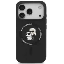 Karl Lagerfeld Liquid Silicone Karl and Choupette MagSafe iPhone 17 Pro Max hátlap tok, fekete