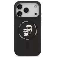   Karl Lagerfeld Liquid Silicone Karl and Choupette MagSafe iPhone 17 Pro Max hátlap tok, fekete