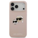 Karl Lagerfeld Silicone Double Heads Print Apple iPhone 17 Pro MagSafe kompatibilis hátlap tok, rózsaszín