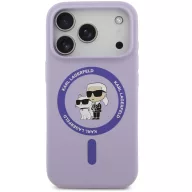   Karl Lagerfeld Liquid Silicone Karl and Choupette MagSafe iPhone 17 Pro Max hátlap tok, lila