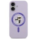 Karl Lagerfeld Liquid Silicone Karl and Choupette MagSafe iPhone 17 hátlap tok, lila